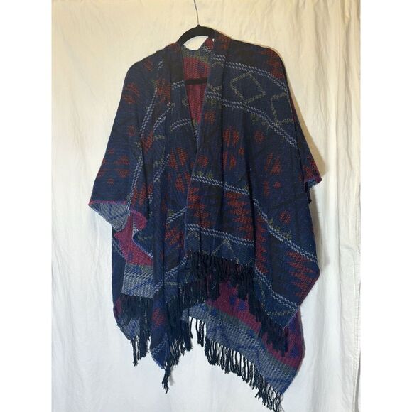 SALE! Heritage 1981 Red Blue‎ Poncho One Size EUC K22 - Picture 1 of 3